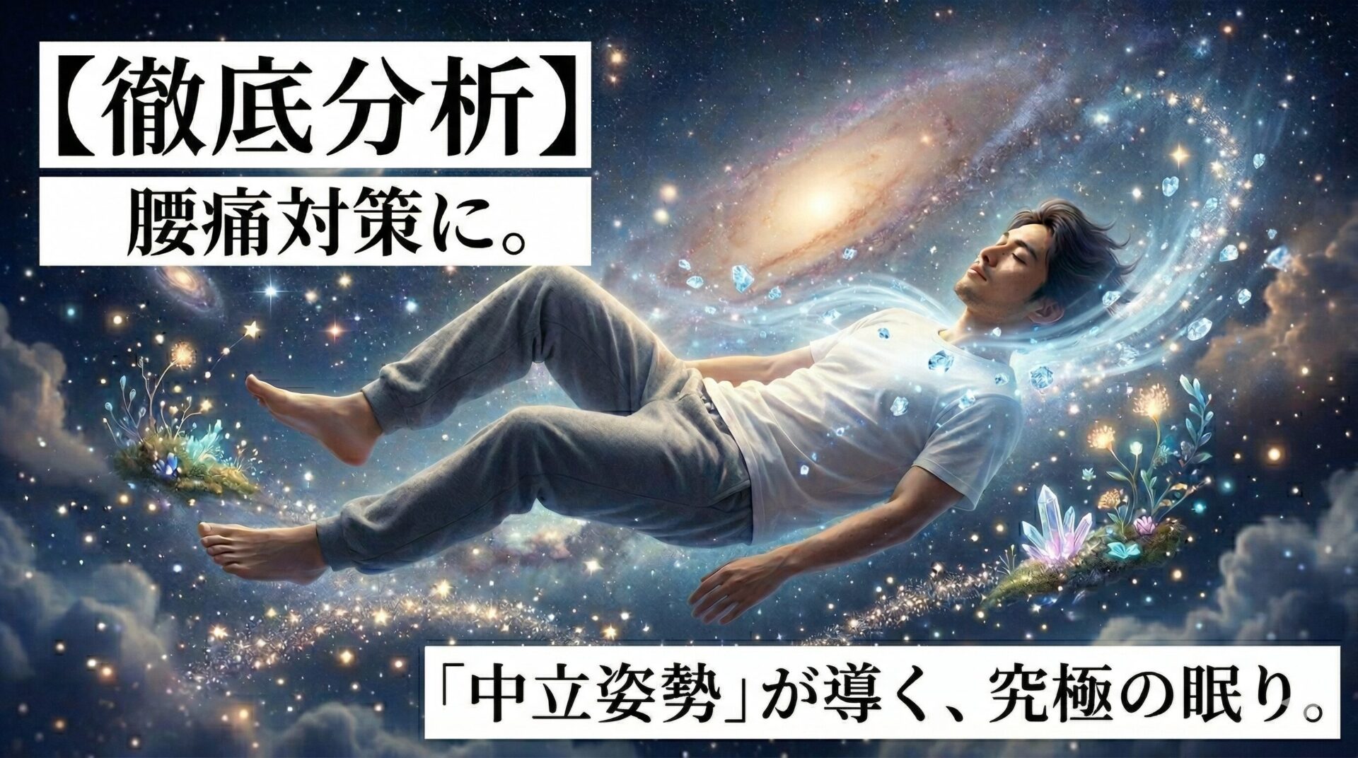 ブレインスリープマットレスの徹底分析：宇宙空間の無重力のような「中立姿勢」でいびきや腰痛対策をするイメージ